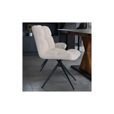 HOME DELUXE Esszimmerstuhl drehbar CordNODA – 2er Set Creme