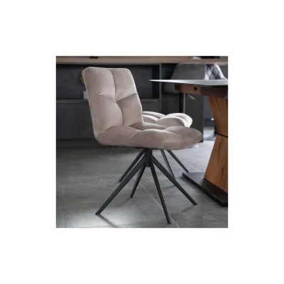 HOME DELUXE Esszimmerstuhl drehbar Samt NODA – 2er Set Hellbraun