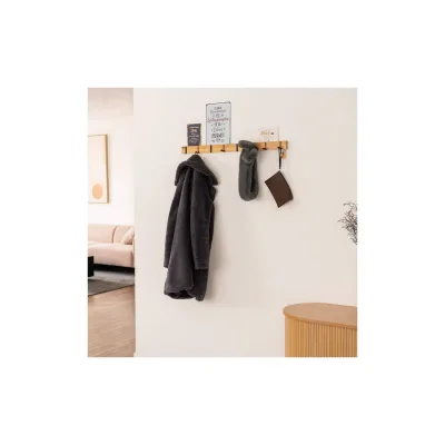 HOME DELUXE Garderobenleiste HOOK inkl. Haken und Magnete - Bambus