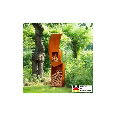 HOME DELUXE Gartenkamin mit Holzlager SWING - Made in Germany