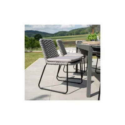 HOME DELUXE Gartenstuhl aus Seilgeflecht BALERO Hellgrau - 8er Set