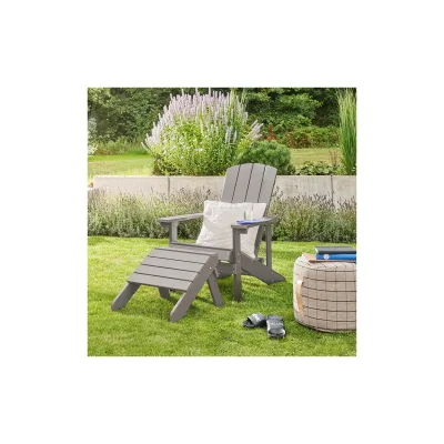HOME DELUXE Gartenstuhl FAREA inkl. Hocker – Grau