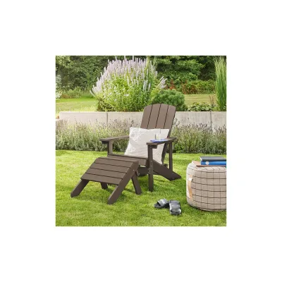 HOME DELUXE Gartenstuhl FAREA inkl. Hocker – Schwarz- Braun