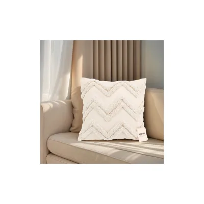 HOME DELUXE Getufteter Kissenbezug JARA Zickzack - Creme