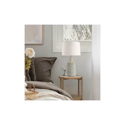 HOME DELUXE Große Tischlampe in Steinoptik CARO - Weiß