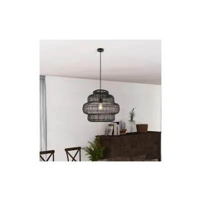 HOME DELUXE Hängeleuchte aus Rattan SIA - Schwarz