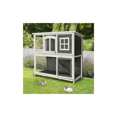 HOME DELUXE Kaninchenstall aus Holz MINO – 122 x 108 cm