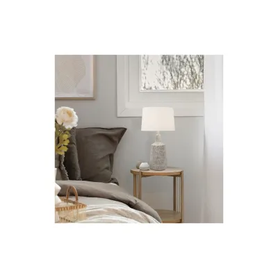 HOME DELUXE Kleine Tischlampe in Steinoptik CARO - Weiß