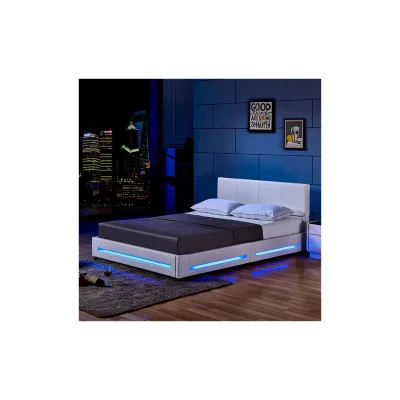 HOME DELUXE LED Bett ASTEROID - 140 x 200 cm Weiß