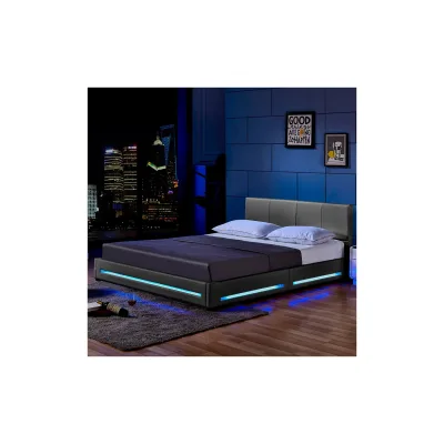 HOME DELUXE LED Bett ASTEROID - 160 x 200 cm Dunkelgrau
