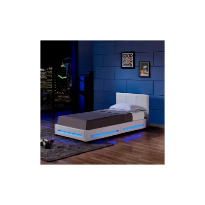HOME DELUXE LED Bett ASTEROID - 90 x 200 cm Weiß