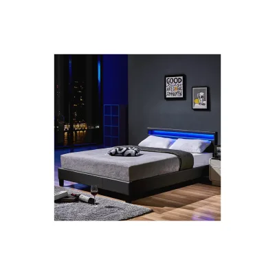HOME DELUXE LED Bett ASTRO mit Matratze - 140 x 200 cm Dunkelgrau