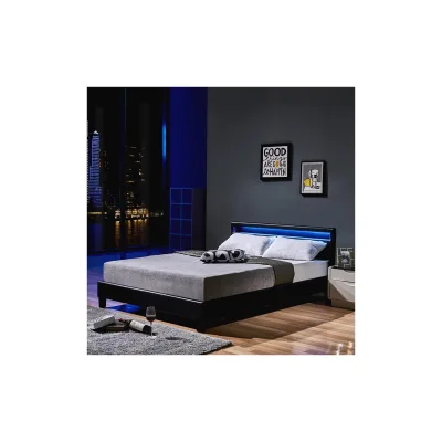 HOME DELUXE LED Bett ASTRO mit Matratze - 140 x 200 cm Schwarz
