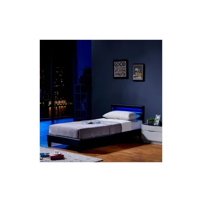 HOME DELUXE LED Bett ASTRO mit Matratze - 90 x 200 cm Schwarz