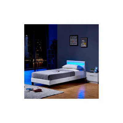 HOME DELUXE LED Bett ASTRO mit Matratze - 90 x 200 cm Weiß