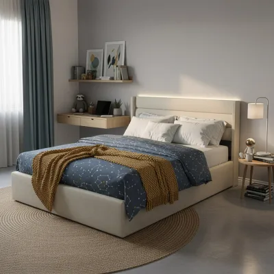 HOME DELUXE LED Bett SORINA Beige - 200 x 200 cm