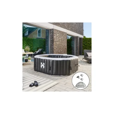 HOME DELUXE Outdoor Whirlpool DROP inkl. Kissen, Getränkehalter und Sonnendach - ?185 cm Schwarz
