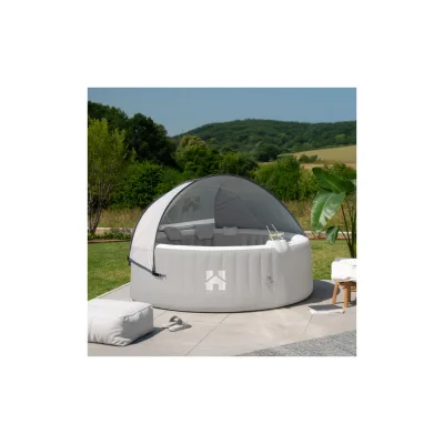 HOME DELUXE Outdoor Whirlpool inkl. Kissen, Getränkehalter und Sonnendach SPLASH -  Ø208 cm 6 Personen Grau