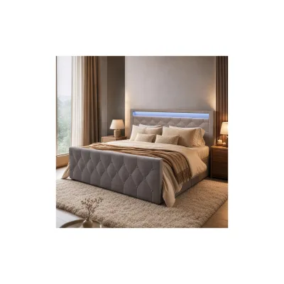 HOME DELUXE Polsterbett inkl. Matratze und Topper VELARA - 180 x 200 cm Dunkelgrau