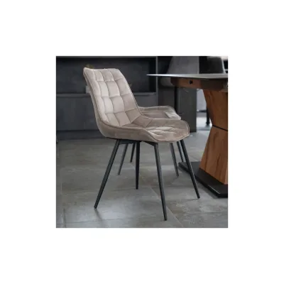 HOME DELUXE Polsterstuhl Esszimmer Samt IKALO – 2er Set Hellbraun