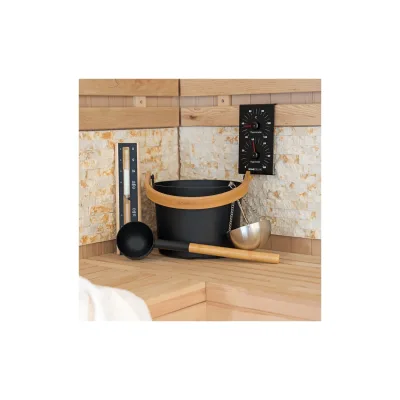 HOME DELUXE Saunazubehör LUVIA Schwarz- Komplett Set