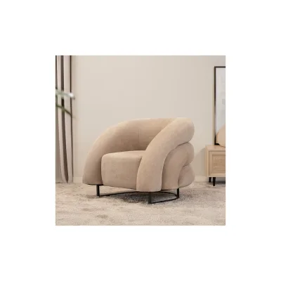 HOME DELUXE Sessel MACA - Samtgewebe Beige