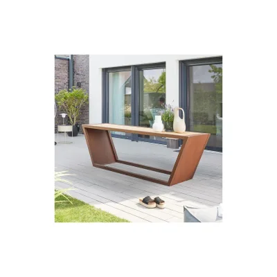 HOME DELUXE Sitzgarnitur aus Stahl KOBON Braun - Made in Germany - 1 x Tisch