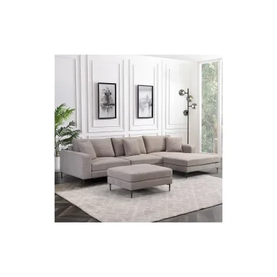 HOME DELUXE Sofa  BELLANO L - 340 x 188 cm Rechts Cord Beige