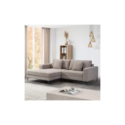 HOME DELUXE Sofa BELLANO M - 238 x 188 cm Links Cord Beige