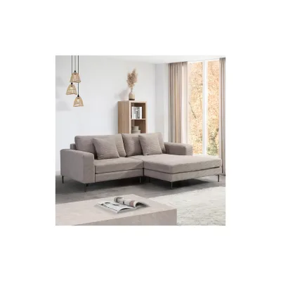 HOME DELUXE Sofa BELLANO M - 238 x 188 cm Rechts Cord Beige
