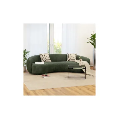 HOME DELUXE Sofa CASARA Webstoff Dunkelgrün - 258 x 128 x 72 cm