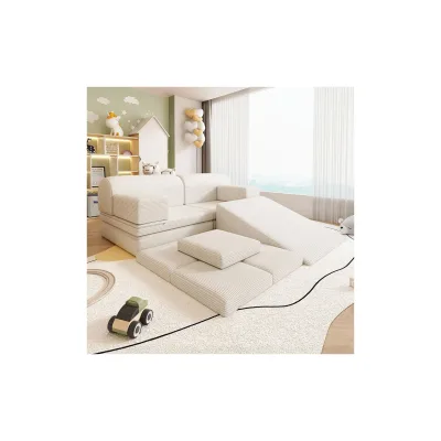 HOME DELUXE Spielsofa LIV inkl. Rutsche und Stapelsteine - Cord Beige