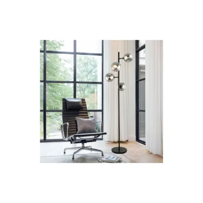 HOME DELUXE Stehlampe aus Glas VIOLA - Rauchgrau