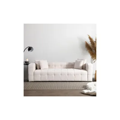 HOME DELUXE Teddy Sofa Bouclé COMO - 236 x 68 cm Beige