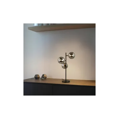 HOME DELUXE Tischlampe aus Glas VIOLA - Rauchgrau
