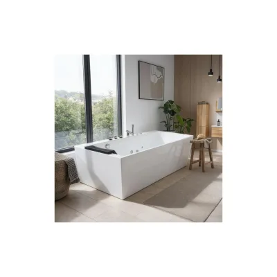 HOME DELUXE Whirlpool Badewanne mit ergonomischer Form BAKAL - Weiß