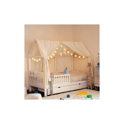 HOME DELUXE Zweiteiliger Kinderbett Vorhang VELO Creme