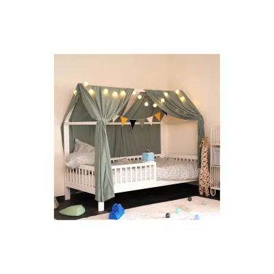 HOME DELUXE Zweiteiliger Kinderbett Vorhang VELO Khaki