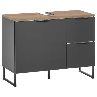 home24 Waschbeckenunterschrank Denver Schwarz, Eiche 80x60x35 cm