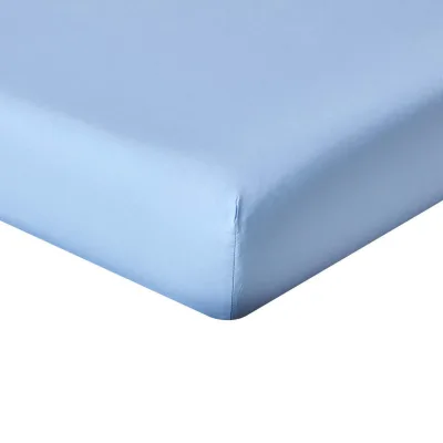 Homescapes Perkal-Spannbettlaken, Blau 140x190 cm