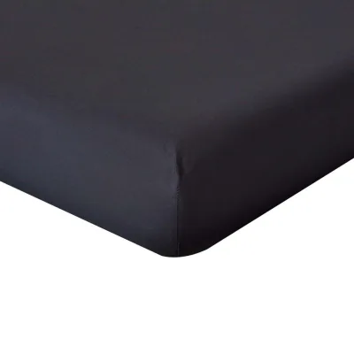 Homescapes Perkal-Spannbettlaken, Schwarz 150x200 cm