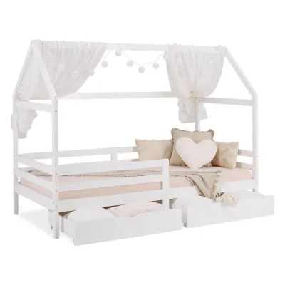 Homestyle4u Hausbett Weiß 207x158x96 cm