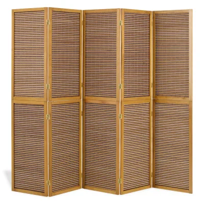 Homestyle4u Paravent Braun 220x175x2 cm