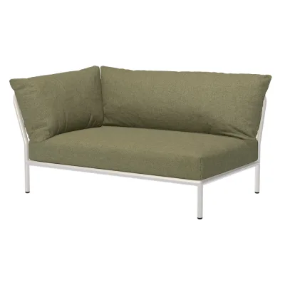 Houe LEVEL 2 Ecke, links Kissen: Leaf. Gestell: Muted white