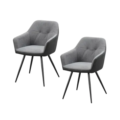 HTI-Living Esszimmerstuhl 2er Set Anthrazit/Grau Joschka