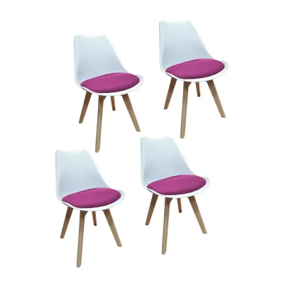 HTI-Living Esszimmerstuhl 4er Set Atlanta Weiß/Pink