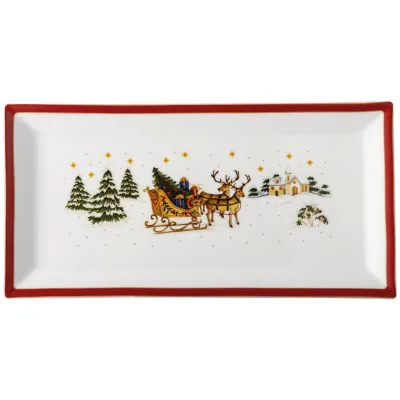 Hutschenreuther Platte Happy Wintertime Rot, Weiß 36x15x5 cm