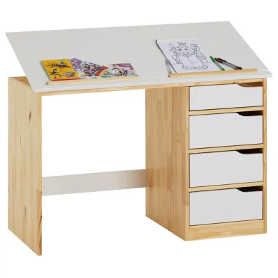 Idimex Kinderschreibtisch Natur, Weiß 114x76x55 cm