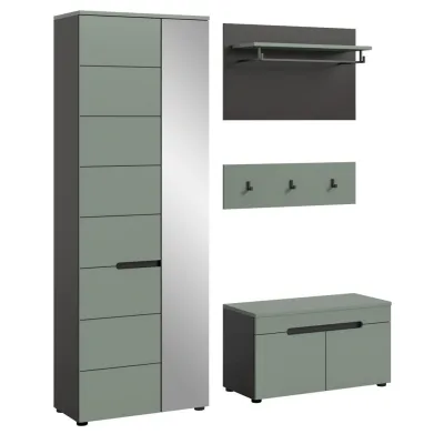 Inn.Furn Garderobe-Set Salbeigrün, Dunkelgrau 160x190x37 cm