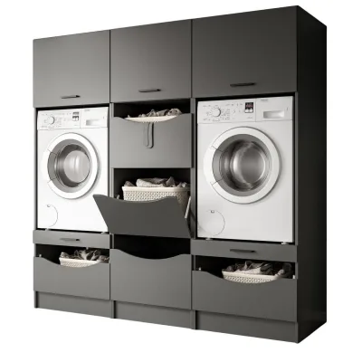 Inn.Furn Waschmaschinenschrank Grau 192x196x68 cm